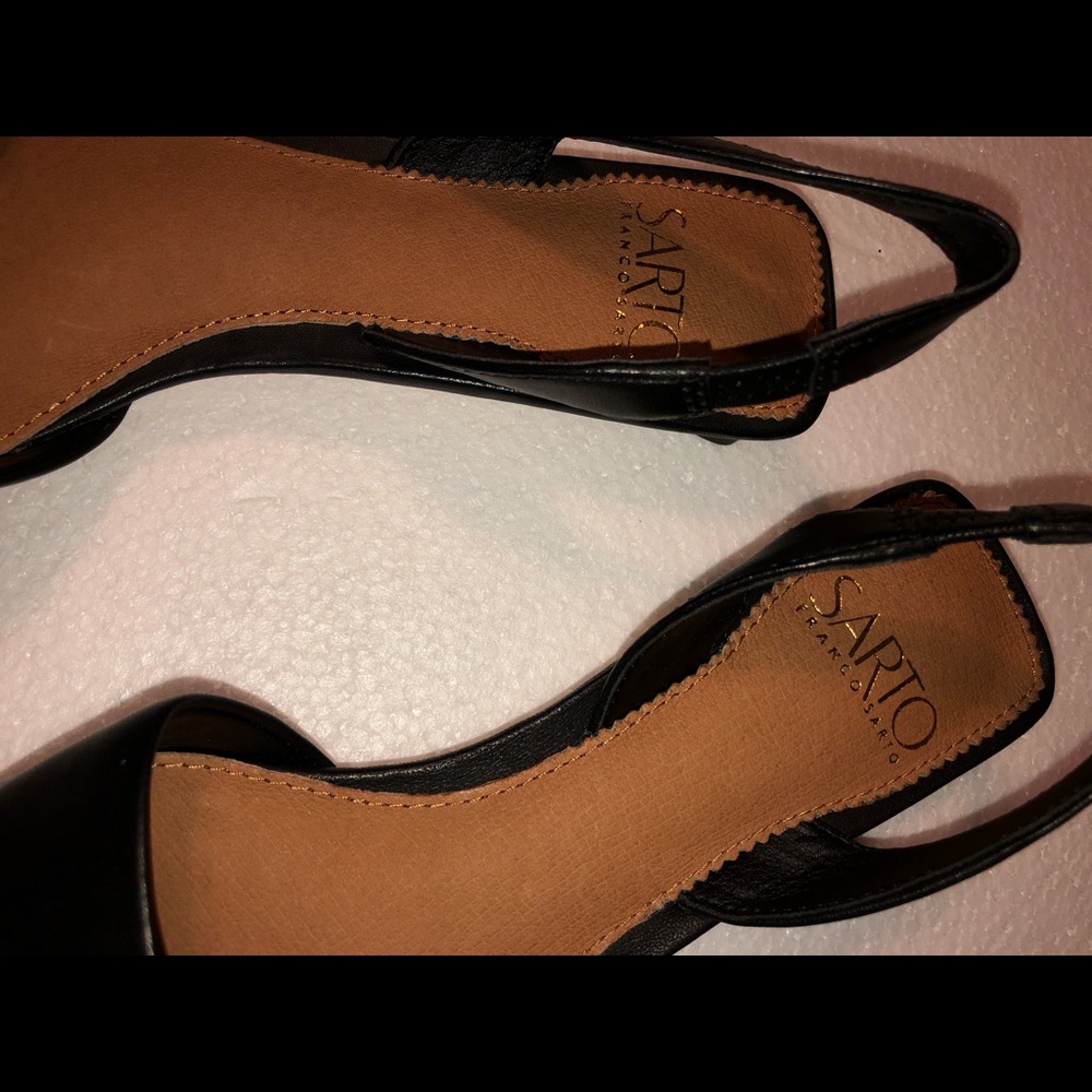 SARTO BY FRANCO SARTO — BLACK, POINTY TOW SLINGBACK FLATS - Picture 11 of 13